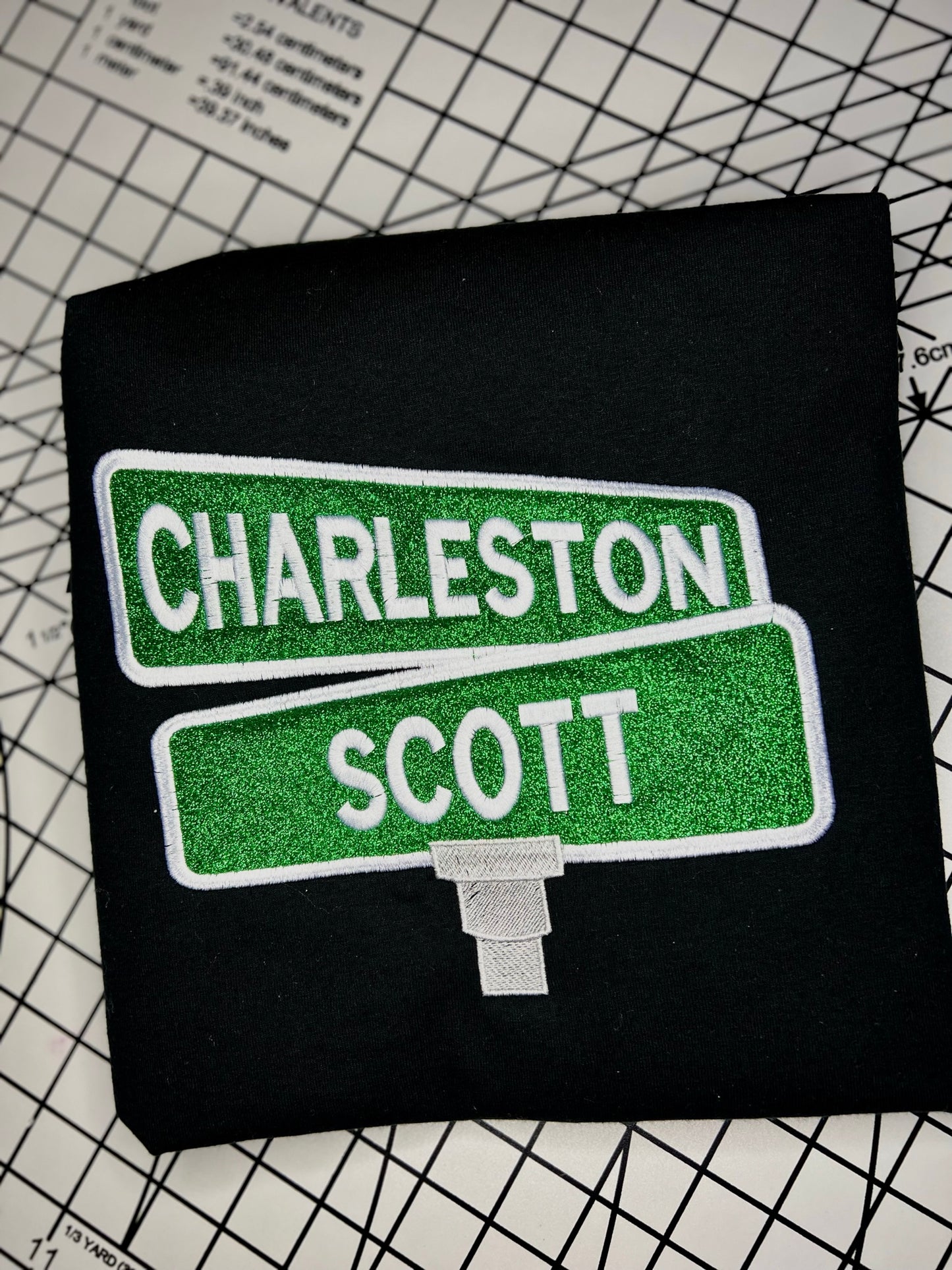 Street Sign T-Shirt| Personalized Embroidered | Black | Unisex